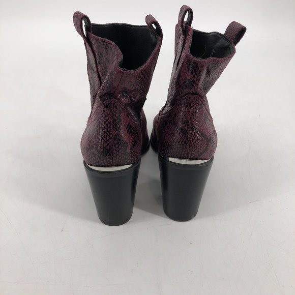Steve Madden NWOT Zora Maroon snakeskin heeled western ankle boots size 10 - Picture 8 of 14